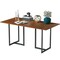 Industrial Dining Table 60 Inch Rubber Wood Top Iron Frame Brown